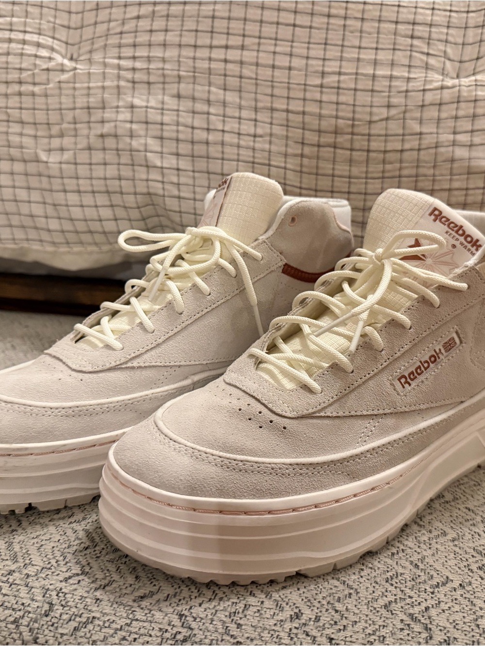 Reebok Women's Cream Suede Platform Sneakers